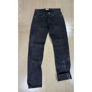 Naked & Famous Weird Guy Jeans Mens 29 Solid Black Selvedge Raw Denim Tapered